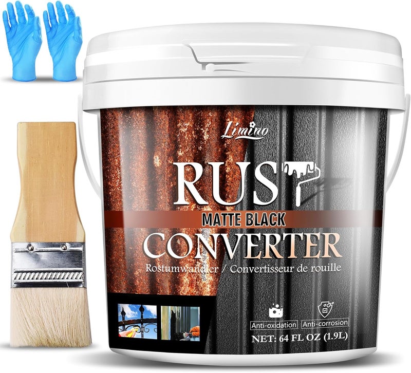 Limino Rust Converter for Metal - Black Metal Primer and Rust Remover, Reformer ＆ Encapsulator, Long-lasting Anti-Rust Effect, Inhibitor Paint for Cars and Various Surfaces - 64 fl. oz Diverse use resistant crafted quality - Image 1