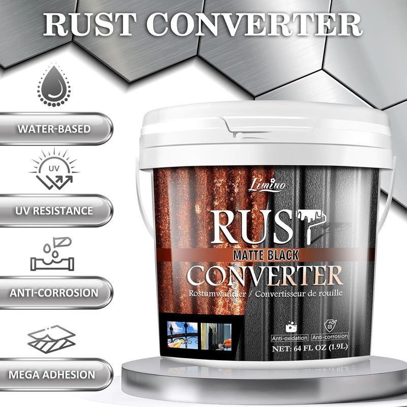 Limino Rust Converter for Metal - Black Metal Primer and Rust Remover, Reformer ＆ Encapsulator, Long-lasting Anti-Rust Effect, Inhibitor Paint for Cars and Various Surfaces - 64 fl. oz Diverse use resistant crafted quality - Image 3