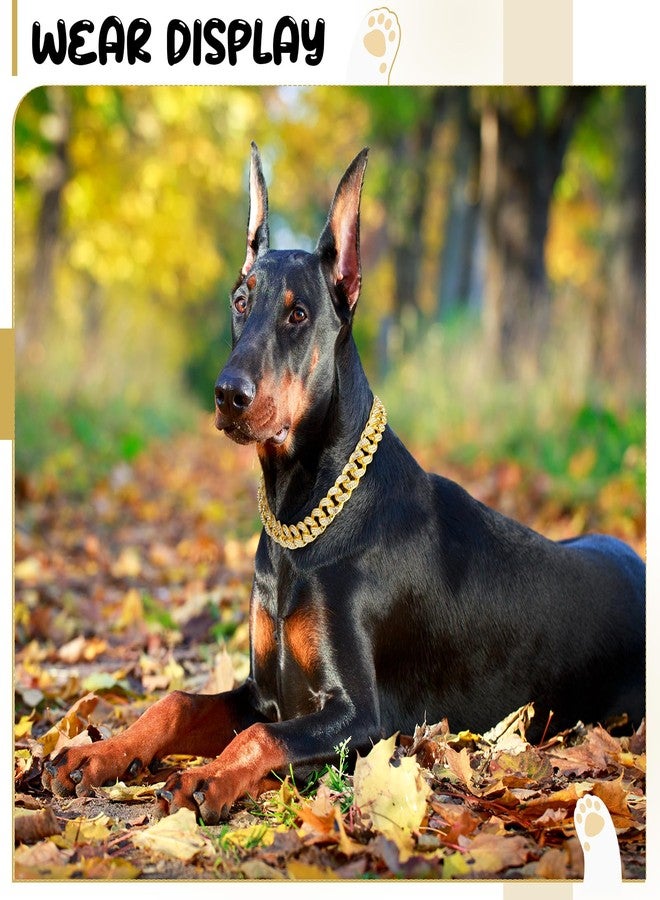 LEIFIDE Dog Chain Collar Gold 20 mm Wide Diamond Collar Large Dog Necklace Metal Pet Crystal Collar Jewelry Accessories for Medium Large Dogs(20 Inch) - Image 4