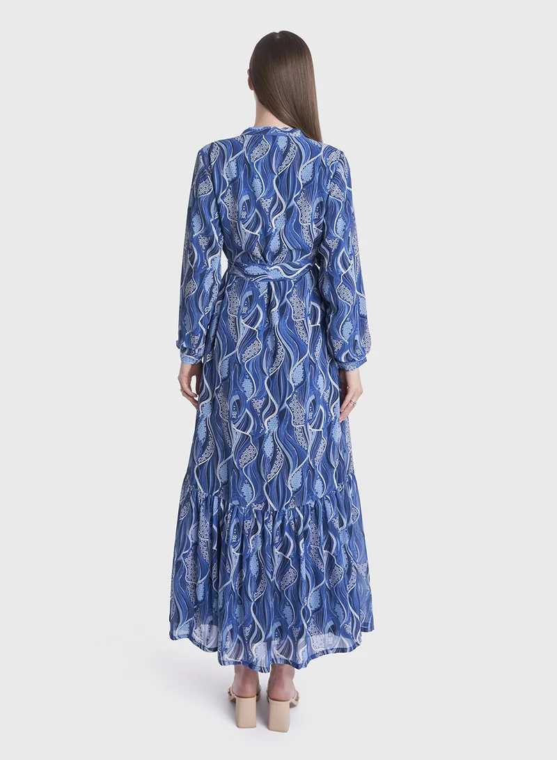 KASHKHA Belted Print Dress