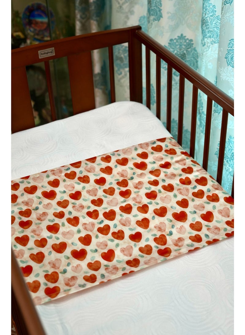Silk Me 100% Pure Mulberry Silk Crib Sleeve for Baby 22 Momme - Bald Spots, Hair Loss & Knotting Prevention - Silk Sheet Slip for Cots - Mattress 60x120 cm - Hearts - Image 1