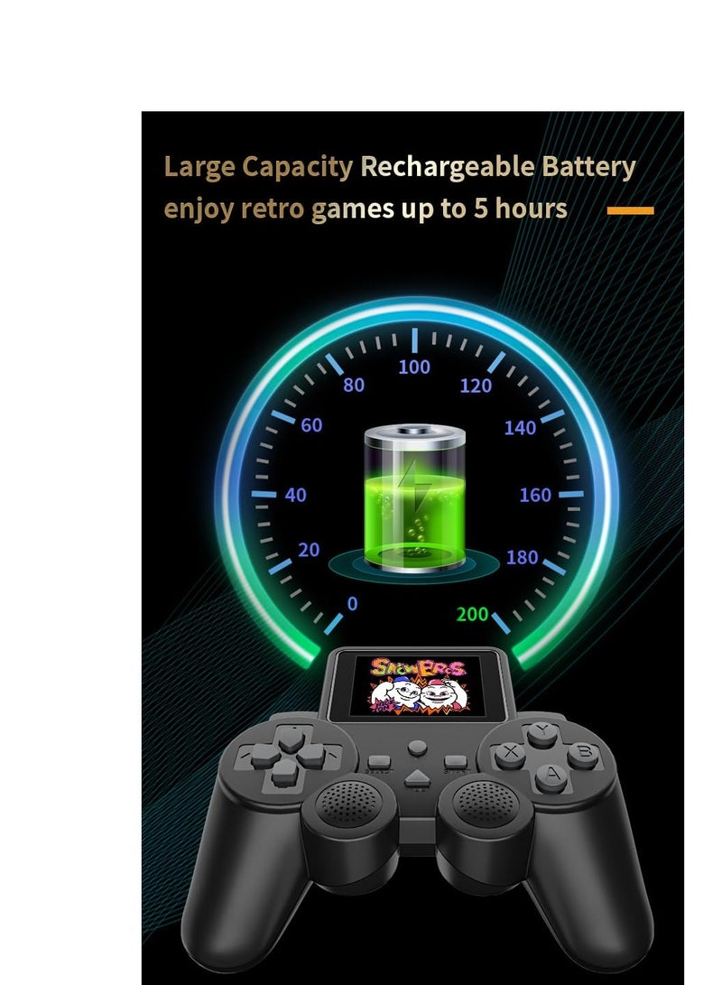 Zikra Classic Retro Games Handheld Gamepad Game Console - 2.5 inch Screen Rechargeable AV TV Out 2 Player Gamepad (Black) - Image 3