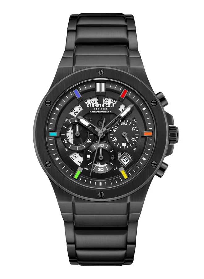Kenneth Cole New York Kenneth Cole New York 43mm Chronograph Men's Watch with Black Dial & Black Stainless Steel Bracelet