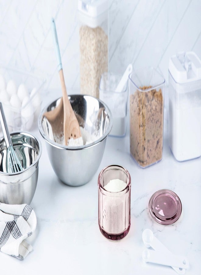 KooK Glass Salt Cellar, with Lid, Embossed Pressed Glass, Clear Storage Container, for Coffee, Sugar, Spices and Candies, Dishwasher Safe, 10 oz, (Pink) - Image 3