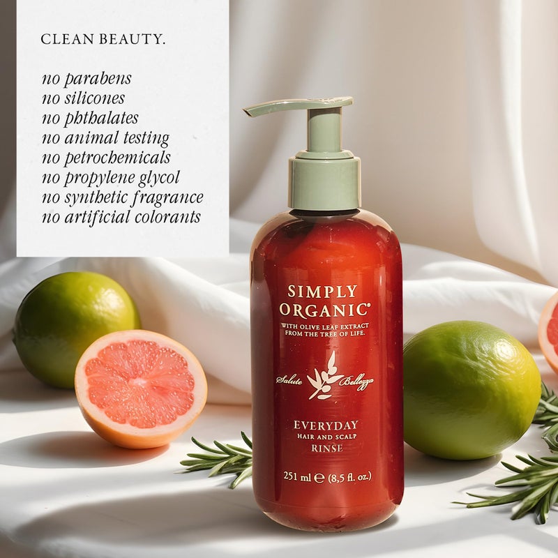 Simply Organic بلسم يومي لشعر وفروة الرأس، مصنوع في إيطاليا، عناية بالشعر طبيعية 100% وخالية من التجارب على الحيوانات للنساء والرجال، زيت زيتون عضوي، زيت جوجوبا، مستخلص شجرة التنوب، 251 مل/8.5 أونصة سائلة، يومياً - Image 3