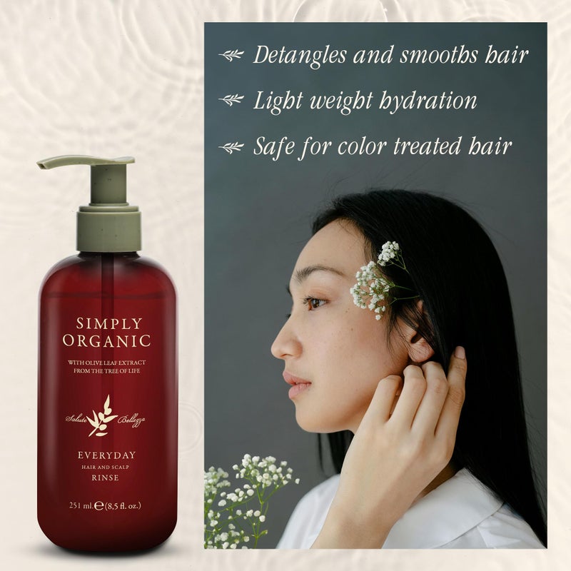 Simply Organic بلسم يومي لشعر وفروة الرأس، مصنوع في إيطاليا، عناية بالشعر طبيعية 100% وخالية من التجارب على الحيوانات للنساء والرجال، زيت زيتون عضوي، زيت جوجوبا، مستخلص شجرة التنوب، 251 مل/8.5 أونصة سائلة، يومياً - Image 4