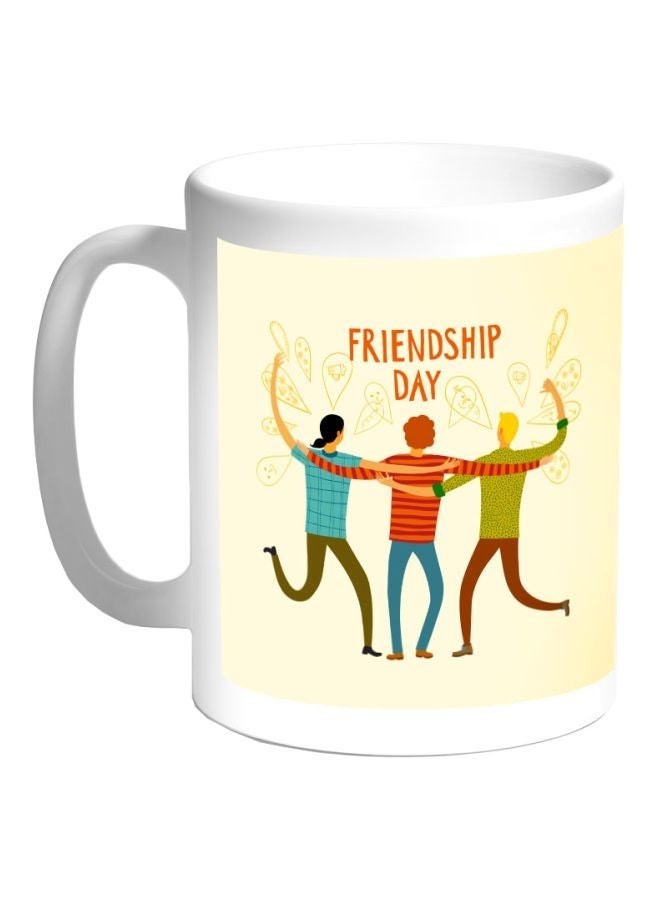 RYN Happy Friendship Day Printed Coffee Mug White/Beige/Blue 325ml