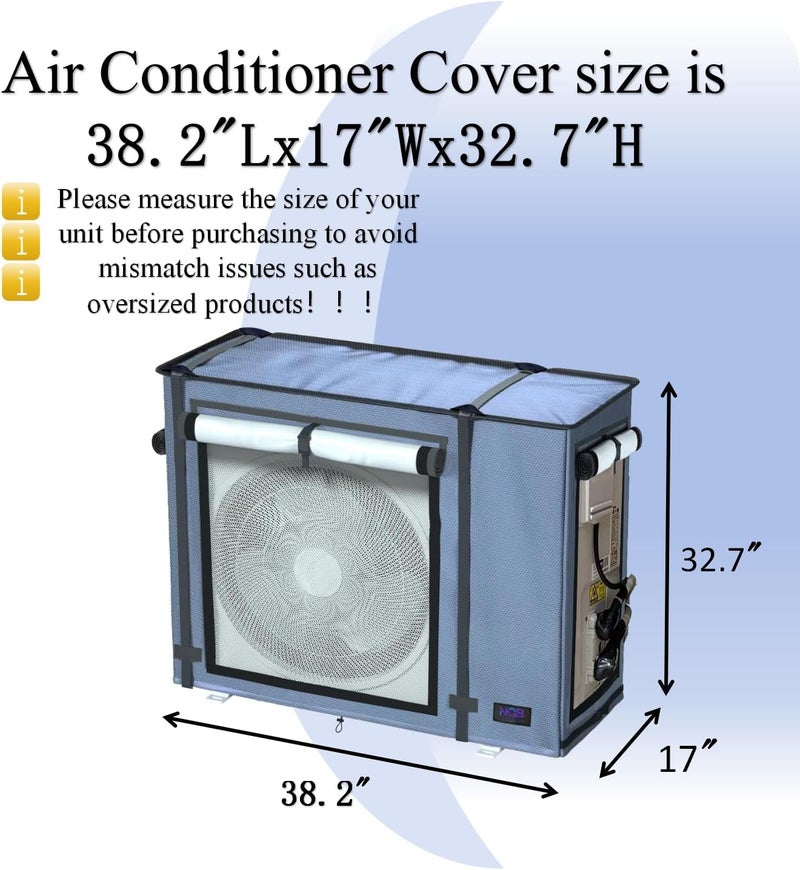 NGB Mini Split Cover for Outdoor Units,38.2"L x 17"W x 32.7"H,AC Protector for 24000-36000 BTU,600D Waterproof Air Conditioner Cover,Grey. - Image 2