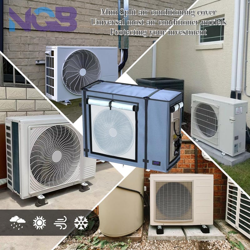 NGB Mini Split Cover for Outdoor Units,38.2"L x 17"W x 32.7"H,AC Protector for 24000-36000 BTU,600D Waterproof Air Conditioner Cover,Grey. - Image 3