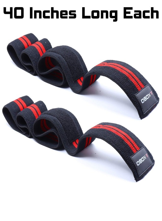 Kobo Power Lifting Elbow Wrap/Elbow Support for Weightlifting Body Building 40 Inches (Pair), Black-RED - Image 2