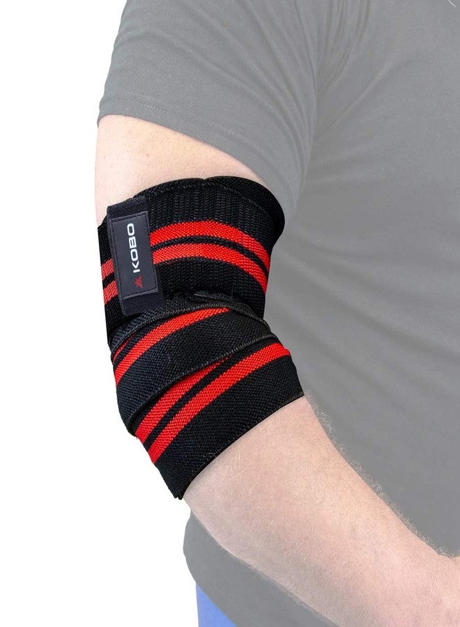 Kobo Power Lifting Elbow Wrap/Elbow Support for Weightlifting Body Building 40 Inches (Pair), Black-RED - Image 4