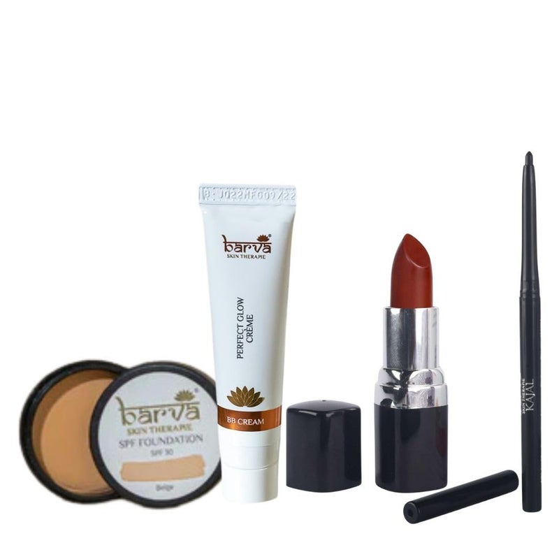 Barva Simple Makeover Kit GheeEnriched Makeup Contains BB Cream 10ml Kajal Beige Foundation Lipstick Rose Damask - Image 1