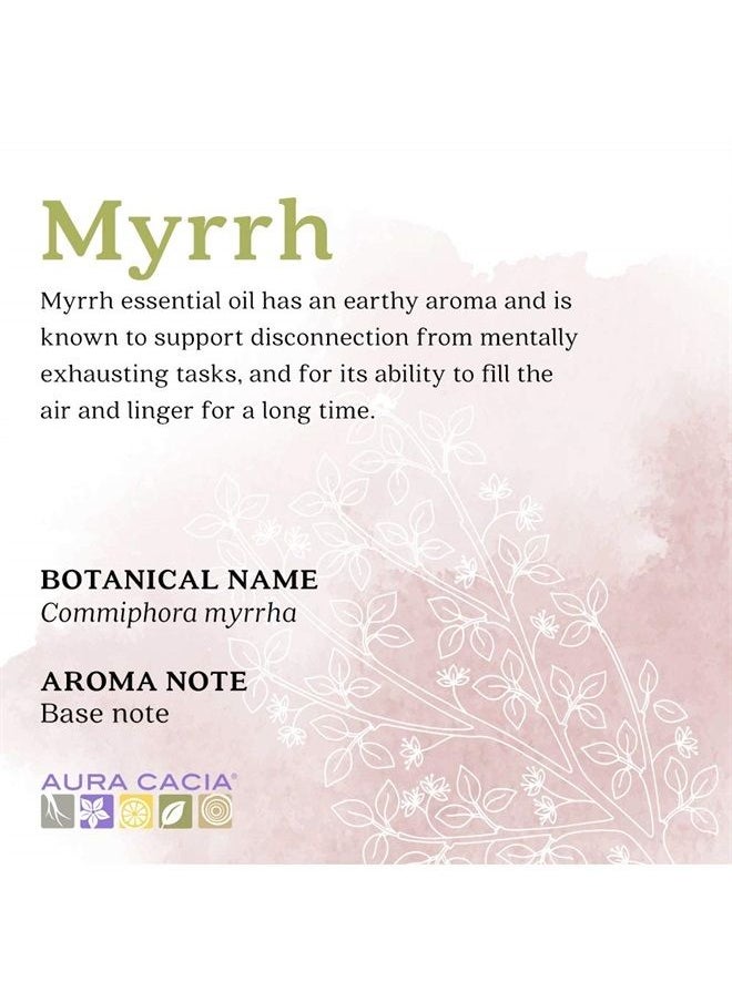 Aura Cacia 100% Pure Myrrh Essential Oil | Certified Organic, GC/MS Tested for Purity | 7.4 ml (0.25 fl. oz.) | Commiphora myrrha  - Image 2