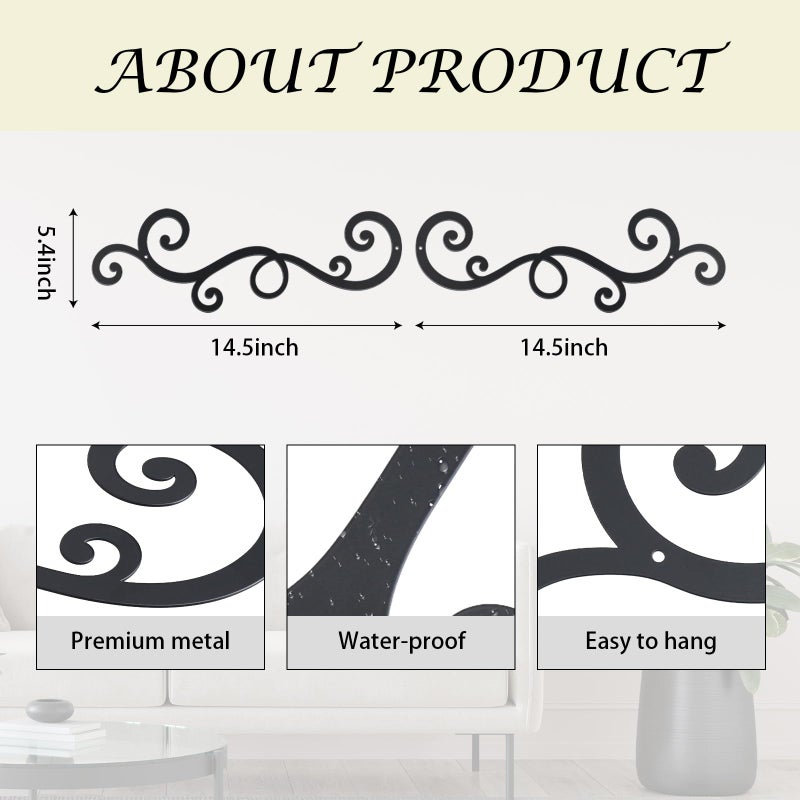 OYEFLY Metal Scroll Wall Art Decor,Rustic Iron Wall Medallion (style 2) - Image 2