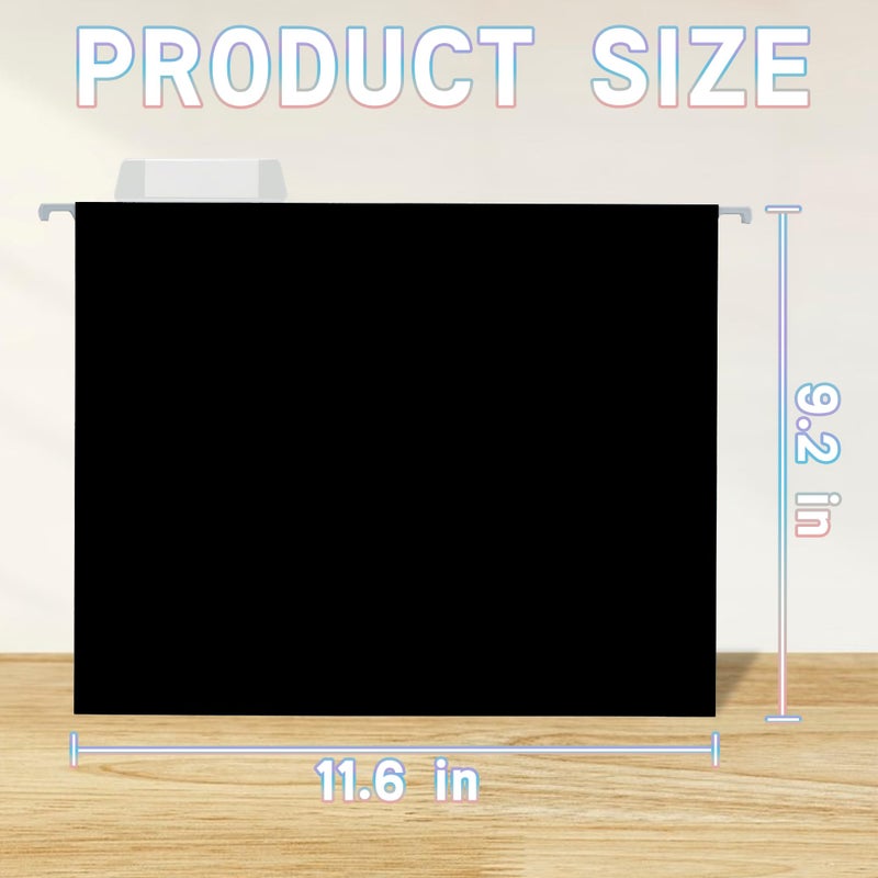YNXPTBNC 25 Packs Hanging File Folders,Black Letter Size File Folder,Designed for Bulky Files,Filing Cabinet,1/5 Adjustable Tabs for Office,School,Home - Image 2