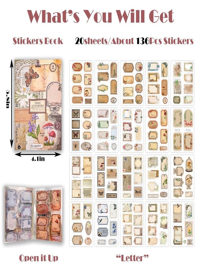 SIBLYMONA Junk Journal Stickers for Scrapbooking, 120Pcs Retro Flower Butterfly Nature Poem Stamp Letter Decorative Stickers for Scrapbook, DIY Crafts Album Phone Cases Laptops Calendars Notebook (Letter) - Image 2