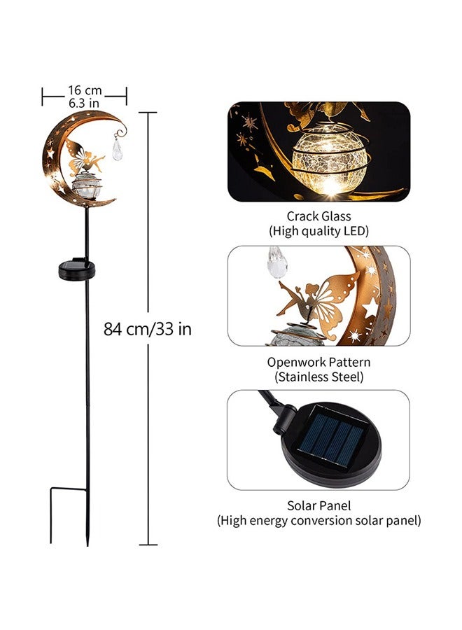 NIBEMINENT Moon & Fairy Garden Solar Stake Lights Outdoor, Waterproof Warm Yellow LED Light, Decoration for Pathway Lawn Patio Courtyard Backyard - Image 5