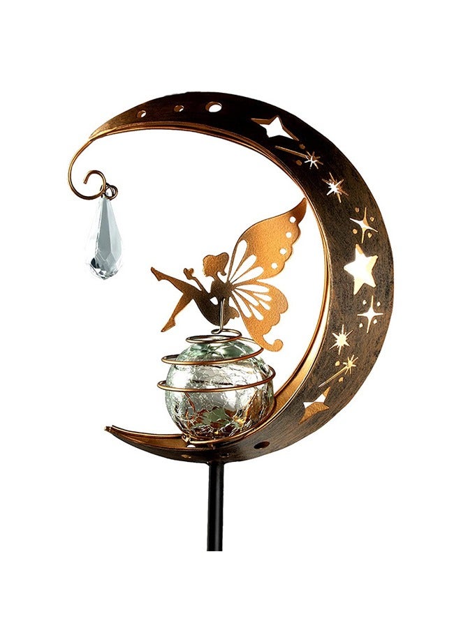 NIBEMINENT Moon & Fairy Garden Solar Stake Lights Outdoor, Waterproof Warm Yellow LED Light, Decoration for Pathway Lawn Patio Courtyard Backyard - Image 4