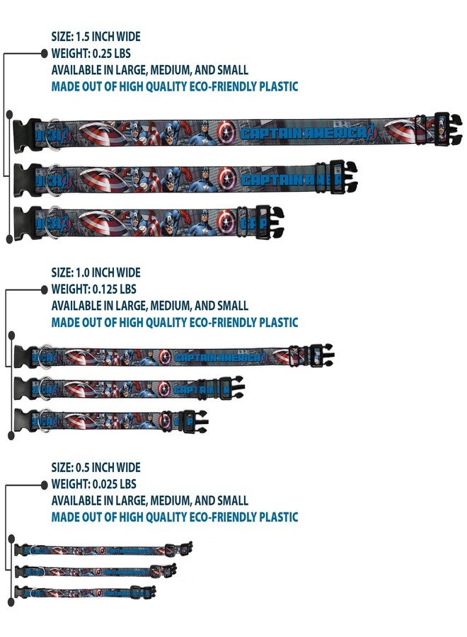 Buckle Down Buckle-Down Dog Collar Plastic Clip Captain America Avengers Logo Cityscape, Multicolor, 1/2"" Wide - fits 8-12"" Neck - Medium (PC-WCA013-NM) - Image 3