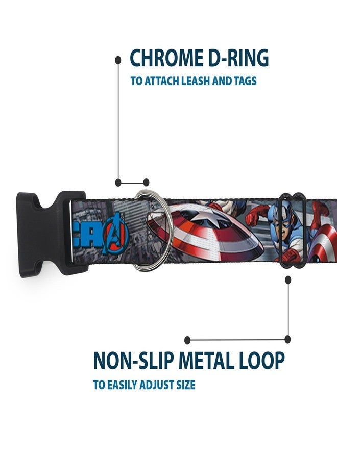 Buckle Down Buckle-Down Dog Collar Plastic Clip Captain America Avengers Logo Cityscape, Multicolor, 1/2"" Wide - fits 8-12"" Neck - Medium (PC-WCA013-NM) - Image 5
