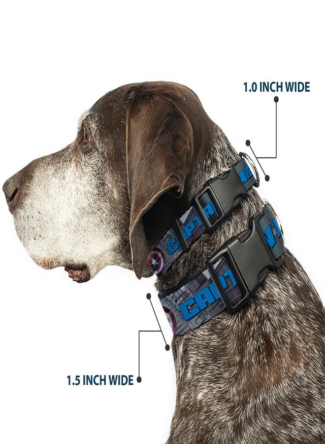 Buckle Down Buckle-Down Dog Collar Plastic Clip Captain America Avengers Logo Cityscape, Multicolor, 1/2"" Wide - fits 8-12"" Neck - Medium (PC-WCA013-NM) - Image 2
