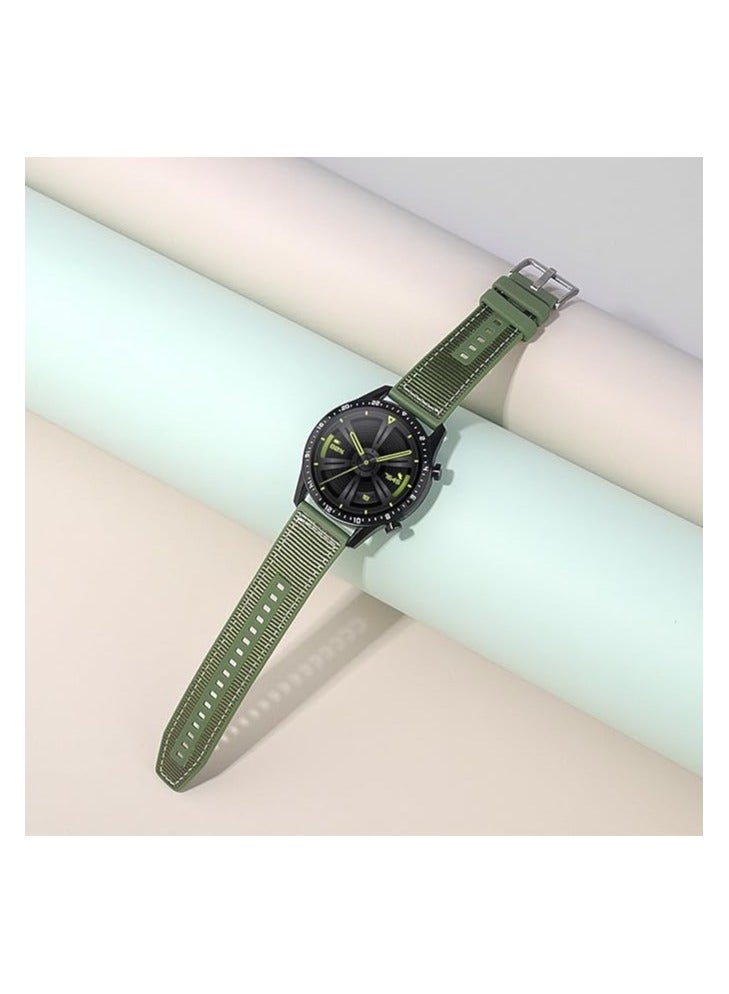 22 مم لساعة Galaxy Watch 3 مقاس 45 مم / Huawei Watch 3 / 3 Pro / GT2 Pro / GT3 مقاس 46 مم - حزام ساعة من النايلون المضفر المصنوع من السيليكون المركب، أخضر - Image 3