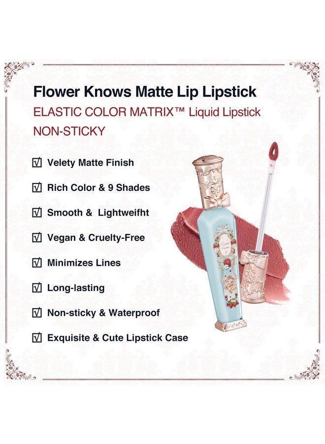 فلاور نوز أحمر شفاه سائل مطفي من فلاور نوز ستروبيري روكوكو كلاود - يدوم طويلاً وذو صبغة عالية - مكياج شفاه مخملي مقاوم للماء للفتيات والنساء - 0.12 أونصة سائلة، عبوة واحدة (S06 استراحة الشاي) - Image 3