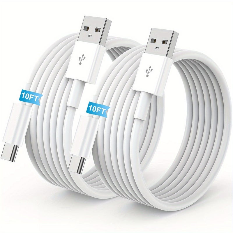 2 Pack USB A to USB C Cable White 3ft 6ft Fast Charging Cord for iPhone 17 16 15 Pro Plus Pro Max iPad Pro 12 9 Air Mini MacBook Air - Image 1
