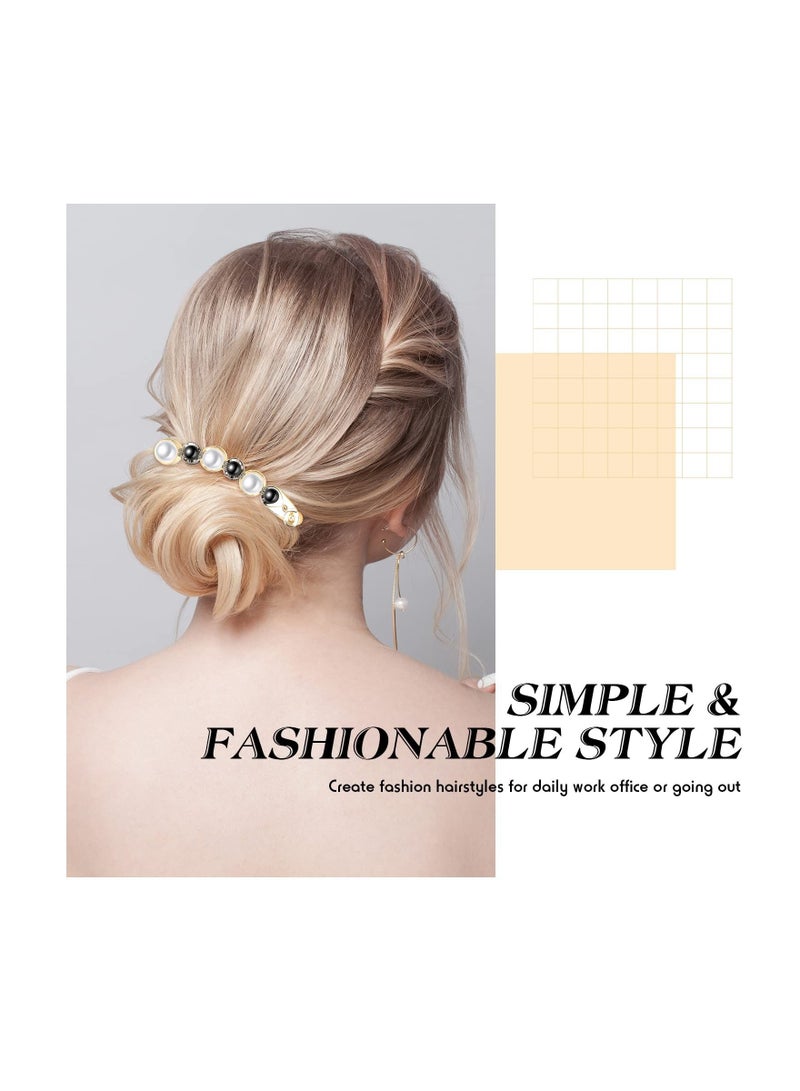 KASTWAVE 3 Pcs Pearl Banana Hair Barrettes, Acrylic Banana Hair Clips Artificial Pearl Rhinestone Banana Clips Rhinestone Banana Clips Elegant Hair Barrettes Hair Accessories for Thick Fine Hair Women Girls - Image 5