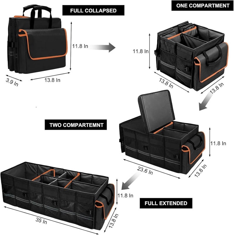 منظم وحاوية لتخزين أغراض السيارة من GDNasist، مزود بكيس تبريد مقاوم للتسرب قابل للإزالة، و6 أقسام قابلة للإزالة لتخصيص المساحة، وتخزين قابل للطي مع قاعدة غير زلقة، وغطاء قابل للطي. بالإضافة إلى ضمان لمدة 3 سنوات. - Image 3