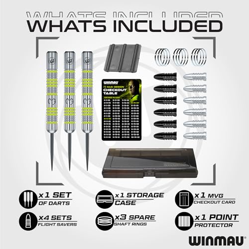 WINMAU Darts Set Michael Van Gerwen MvG Steeltip Gift Case 50 Piece Dart Set 20g Steel Tip Darts 4 x Shafts 4 x Flights Accessories - Image 3
