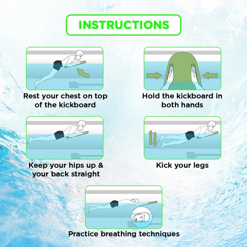 Endless EL1013 Swimming Kickboard With Comfortable Design | Green | Material : EVA |  For Beginners Swimming Training Floaters | For Kids and Adults Floating Pads - Image 4