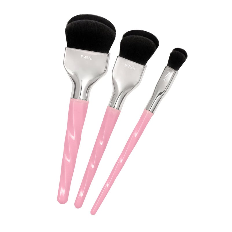 Bdellium Tools Professional Makeup Brush - Pink Double Dome Blender 3pc. Brush Set - Image 1