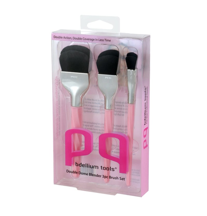 Bdellium Tools Professional Makeup Brush - Pink Double Dome Blender 3pc. Brush Set - Image 5