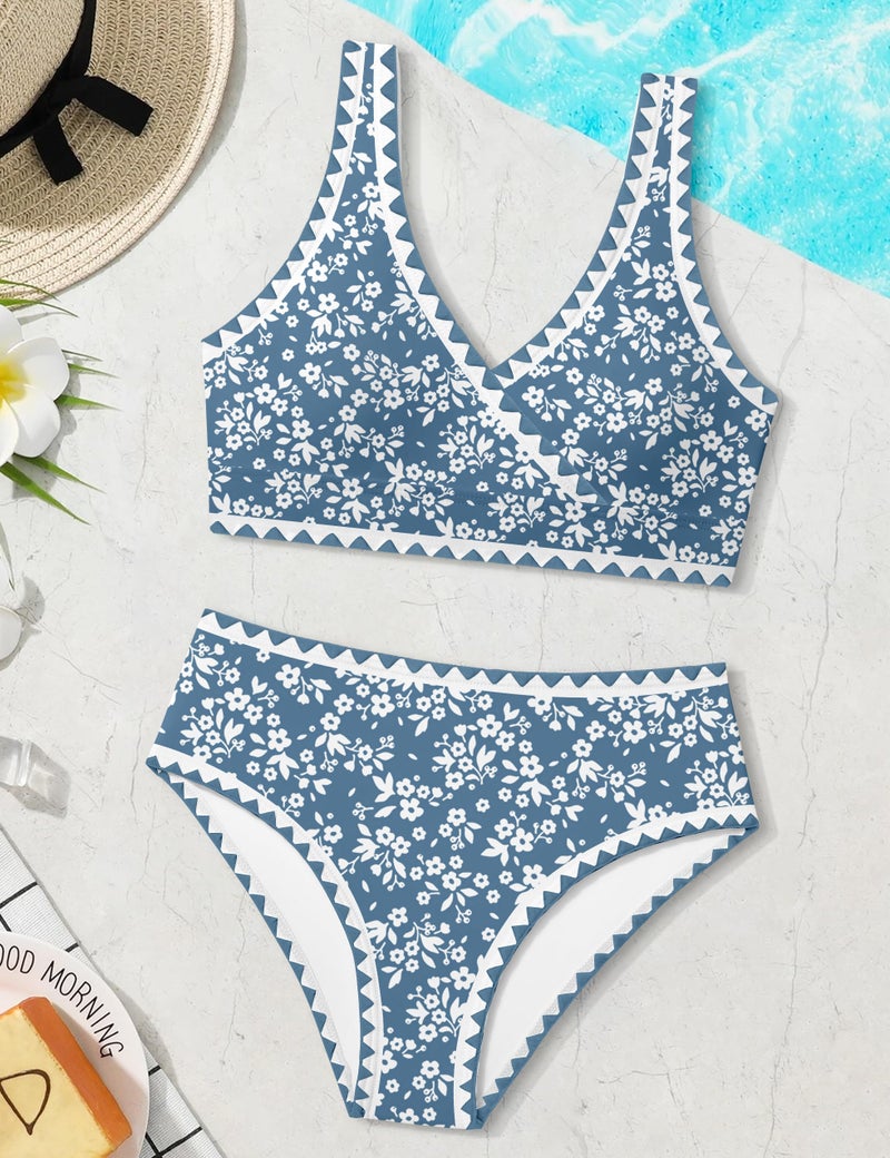 KANGKANG Girls Swimsuit Bikini Set, Girls Swimsuits Size 10-12 Solid Color V-Neck Two Piece Teen Bathing Suits with Chest Pad Adjustable Straps Swimwear Set - Image 4