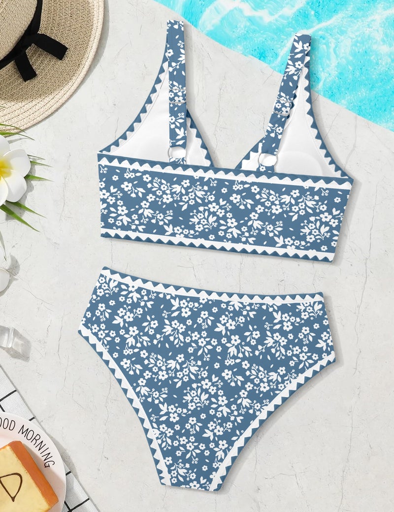 KANGKANG Girls Swimsuit Bikini Set, Girls Swimsuits Size 10-12 Solid Color V-Neck Two Piece Teen Bathing Suits with Chest Pad Adjustable Straps Swimwear Set - Image 5