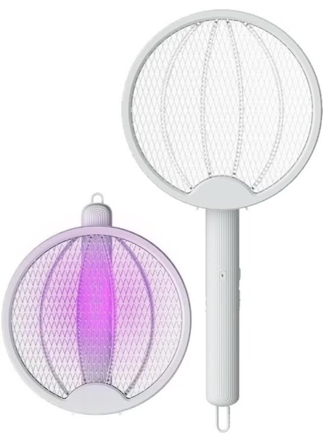 راكسوم مضرب ذباب كهربائي، 3000 فولت قابل لإعادة الشحن عبر USB، مقبض دوار 180 درجة، مضرب بعوض مع ضوء LED - Image 1