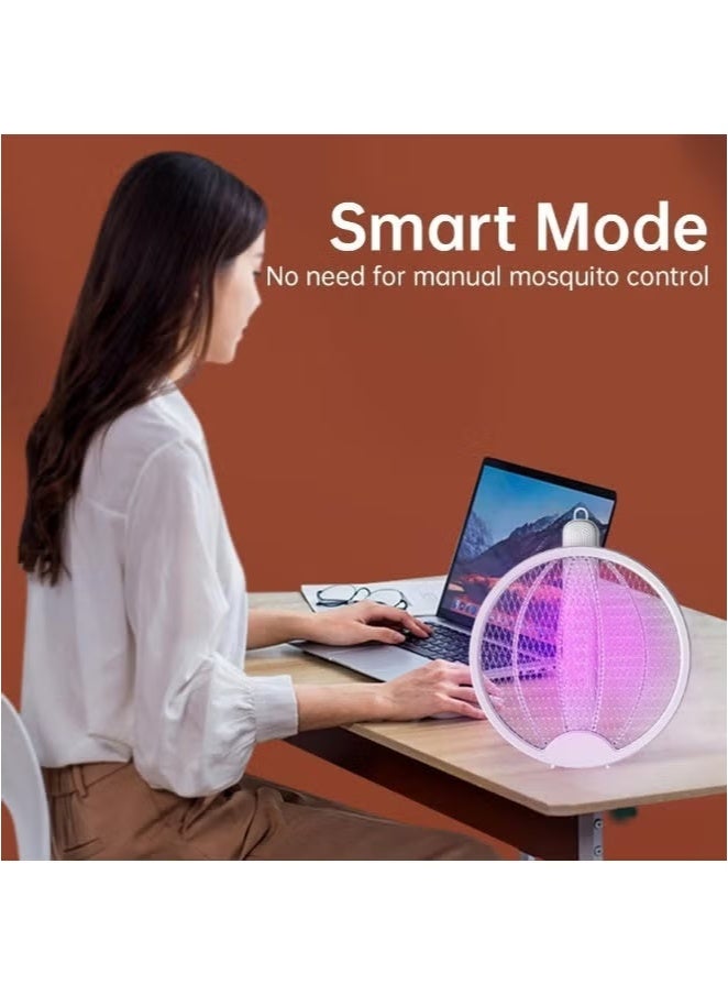 راكسوم مضرب ذباب كهربائي، 3000 فولت قابل لإعادة الشحن عبر USB، مقبض دوار 180 درجة، مضرب بعوض مع ضوء LED - Image 5