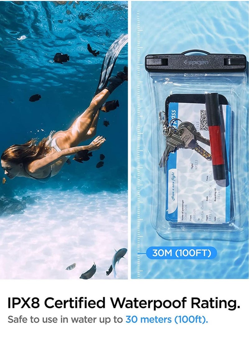 Spigen غطاء Aqua Shield العائم العالمي المقاوم للماء للهواتف المحمولة تحت الماء (عبوتان) جراب IPX8 A610 متوافق مع iPhone وSamsung Galaxy والهواتف الذكية حتى 6.9 بوصة - شفاف للغاية  - Image 4