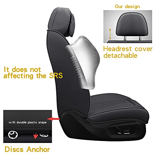 NS YOLO Leather Car Seat Covers Full Set, Faux Leatherette Automotive Vehicle Cushion Cover Universal Fit for Cars SUV Pick-up Truck in Auto Interior Accessories (Black) - Image 4