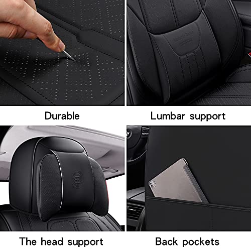 NS YOLO Leather Car Seat Covers Full Set, Faux Leatherette Automotive Vehicle Cushion Cover Universal Fit for Cars SUV Pick-up Truck in Auto Interior Accessories (Black) - Image 5