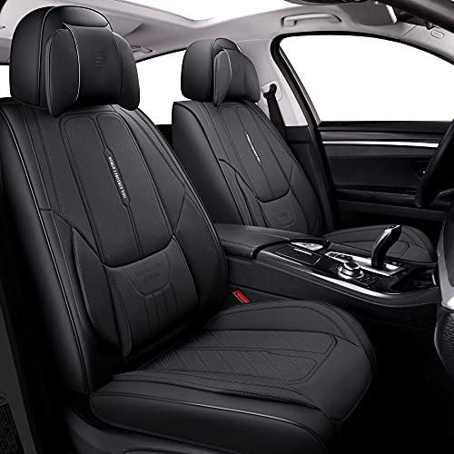 NS YOLO Leather Car Seat Covers Full Set, Faux Leatherette Automotive Vehicle Cushion Cover Universal Fit for Cars SUV Pick-up Truck in Auto Interior Accessories (Black) - Image 2