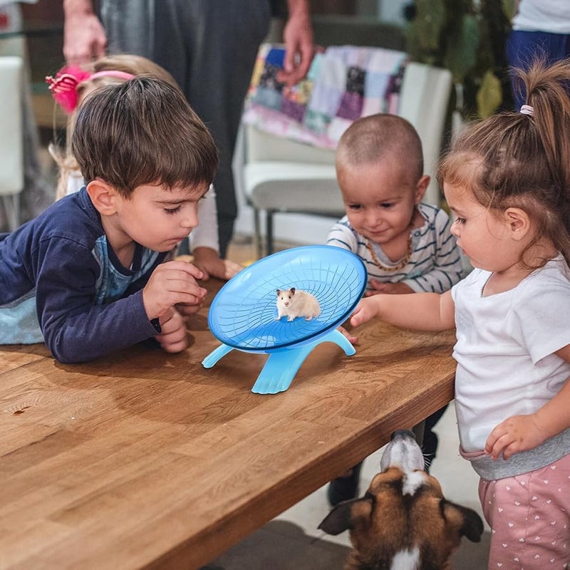 2pcs Silent Hamster Exercise Wheels Flying Saucer Running Toy for Small Animals Blue Pink - Image 3