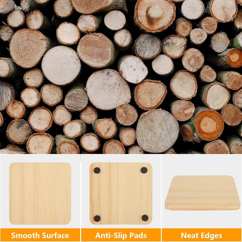 MIVIDE 30PCS Wood Coasters, 10cm Blank Wooden Coasters Bulk, Wooden Squares, Unfinished Wooden Coaster for Drinks, Crafts, Engraving, DIY Painting - Image 5