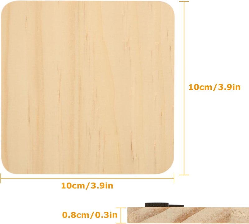 MIVIDE 30PCS Wood Coasters, 10cm Blank Wooden Coasters Bulk, Wooden Squares, Unfinished Wooden Coaster for Drinks, Crafts, Engraving, DIY Painting - Image 2