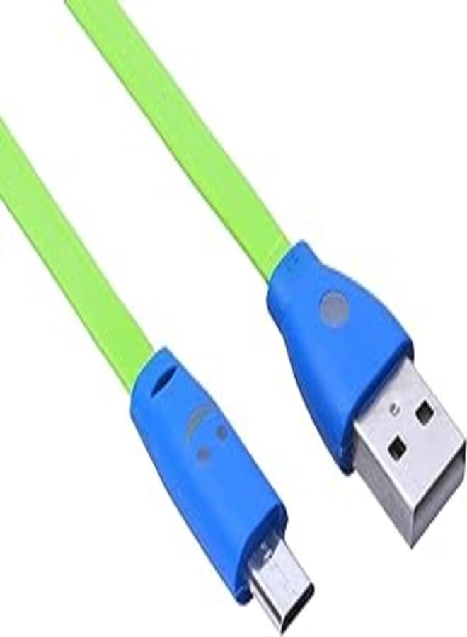 OR Micro USB Cable With Smiley Design and Indicator Light - Green