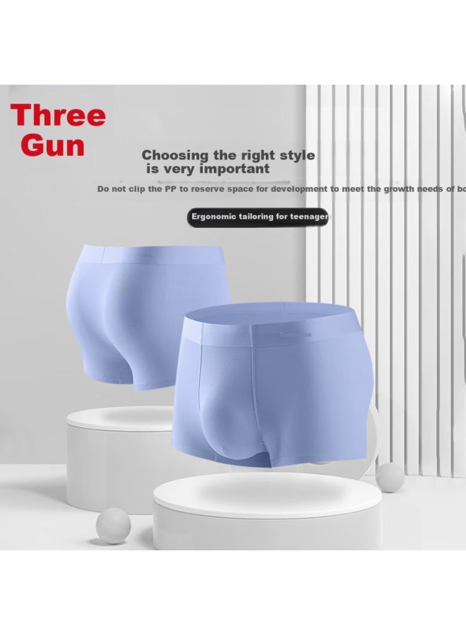 Threegun Mulberry Silk Antibacterial Innerwear For Boys In Adolescence, 50 Modal Large Size Teenage Underwear 3-pack - Image 3