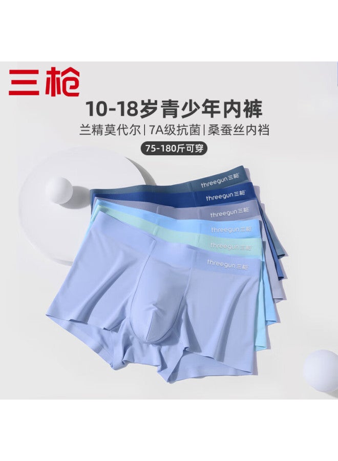 Threegun Mulberry Silk Antibacterial Innerwear For Boys In Adolescence, 50 Modal Large Size Teenage Underwear 3-pack - Image 1