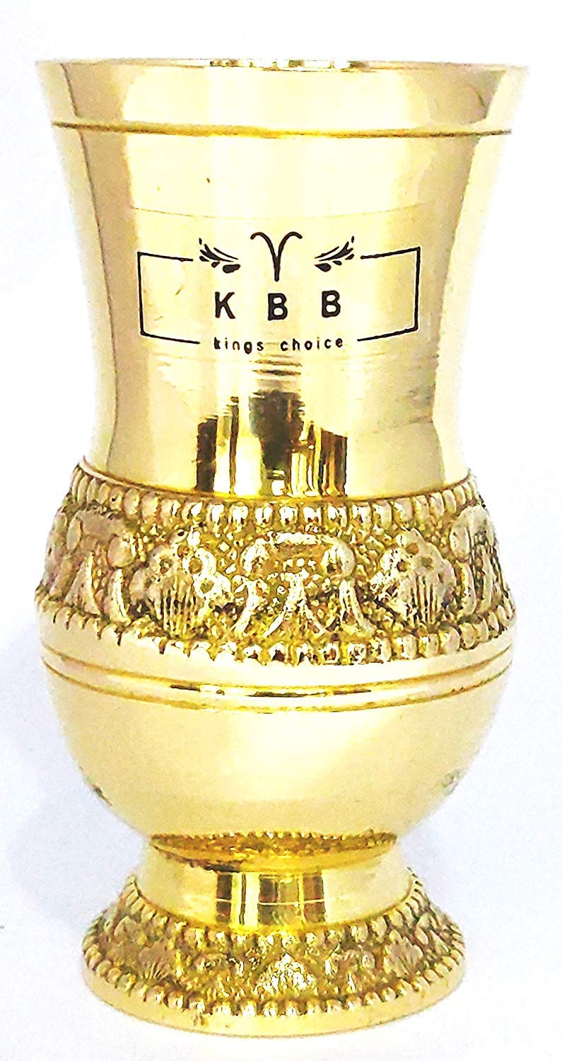 KBB American Gold Design Brass Glass 200 ml KBB067 Pack of 4 - Image 2