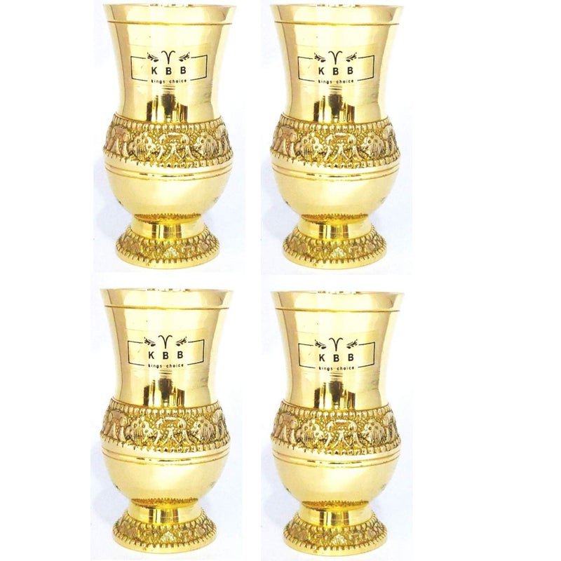 KBB American Gold Design Brass Glass 200 ml KBB067 Pack of 4 - Image 1